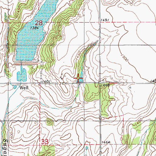 Topographic Map of Sugar Creek Site 210 Reservoir, OK
