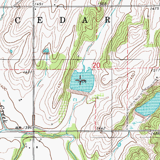 Topographic Map of Fast Runner Site 1 Reservoir, OK