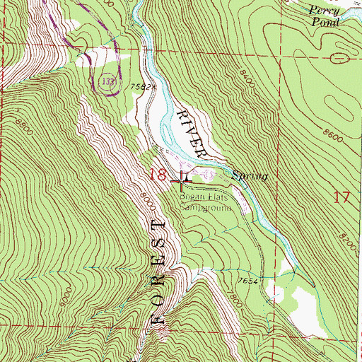 Topographic Map of Bogan Flats Campground, CO