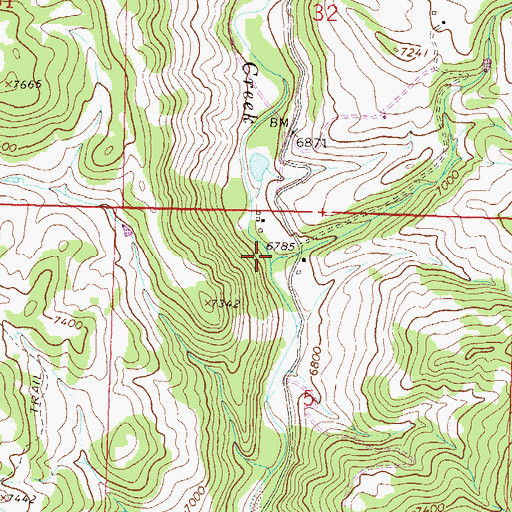 Topographic Map of Buck Creek, CO