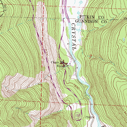 Topographic Map of Chair Mountain Ranch, CO