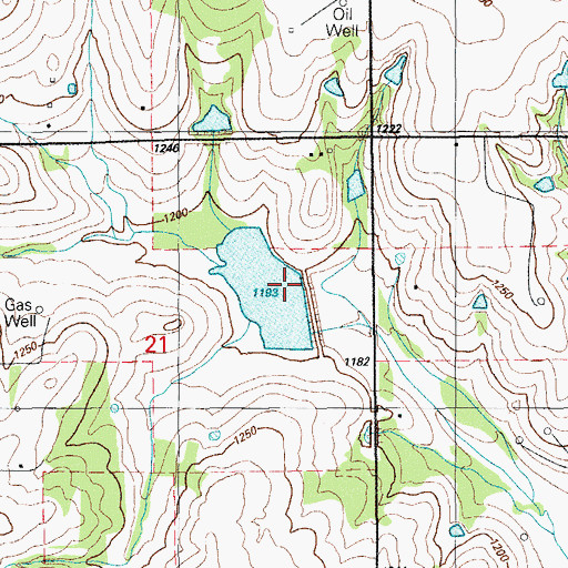 Topographic Map of Little Washita Site 36 Dam, OK