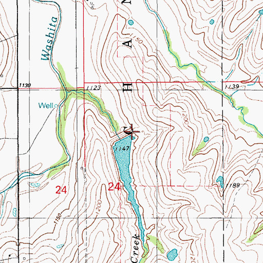 Topographic Map of Little Washita Site 11 Dam, OK