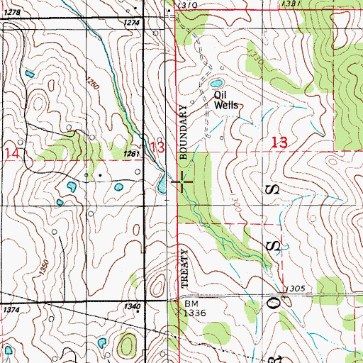 Topographic Map of Little Washita Site 13 Reservoir, OK