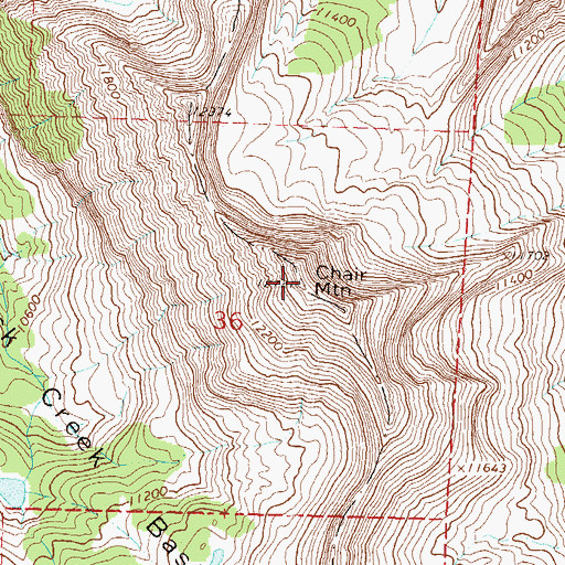 Topographic Map of Chair Mountain, CO
