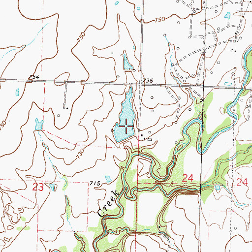 Topographic Map of Cotton-Coon-Mission Creek Site 13 Reservoir, OK