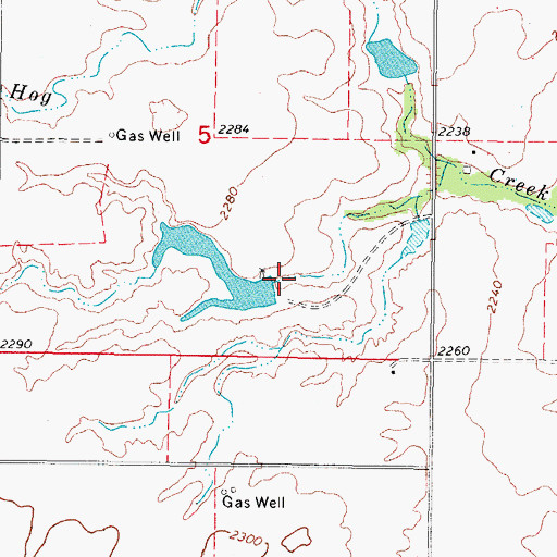 Topographic Map of Oknoname 007004 Dam, OK