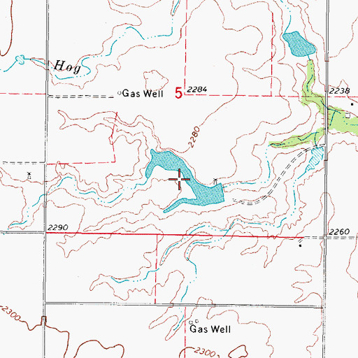 Topographic Map of Oknoname 007004 Reservoir, OK