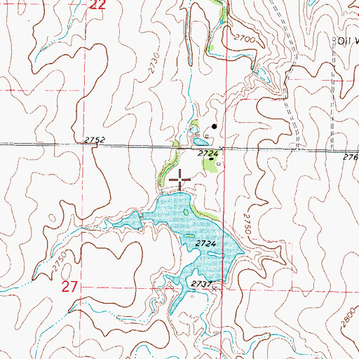 Topographic Map of Oknoname 007001 Dam, OK