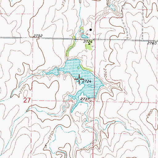 Topographic Map of Oknoname 007001 Reservoir, OK