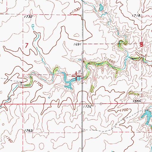 Topographic Map of Oknoname 153001 Dam, OK