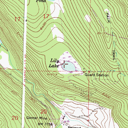 Topographic Map of Lily Lake, CO