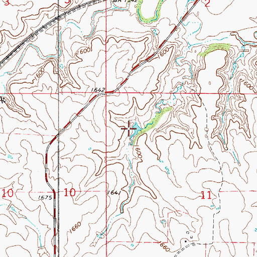 Topographic Map of Debock Number 1 Dam, OK