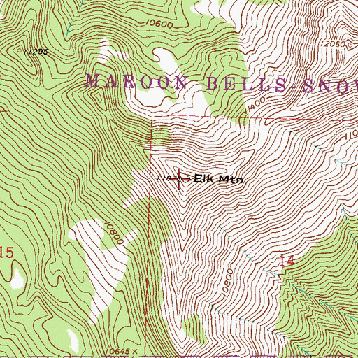Topographic Map of Elk Mountain, CO