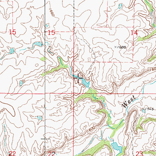 Topographic Map of Debock Number 3 Reservoir, OK