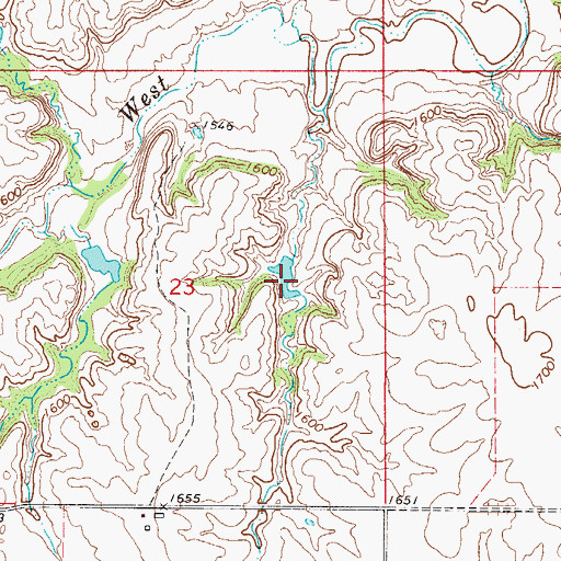 Topographic Map of Johnson Number 1 Dam, OK