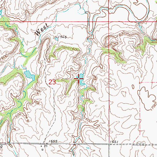 Topographic Map of Johnson Number 1 Reservoir, OK