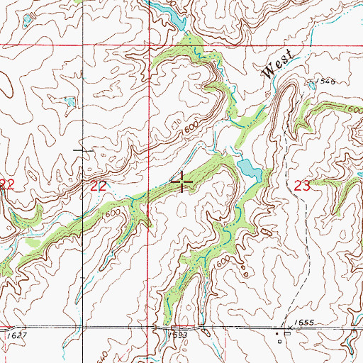 Topographic Map of Johnson Number 2 Reservoir, OK