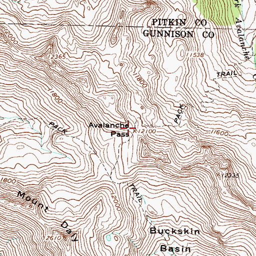 Topographic Map of Avalanche Pass, CO