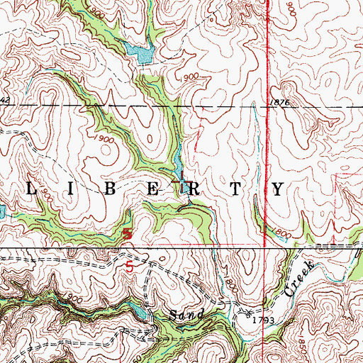Topographic Map of Ames Dam, OK