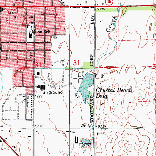 Topographic Map of Crystal Beach Lake Dam, OK
