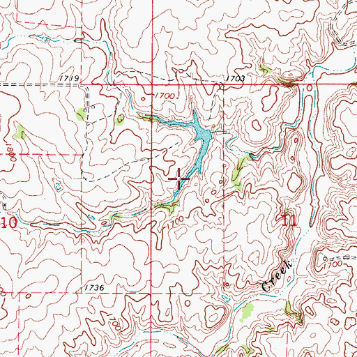 Topographic Map of Lockhart Reservoir, OK