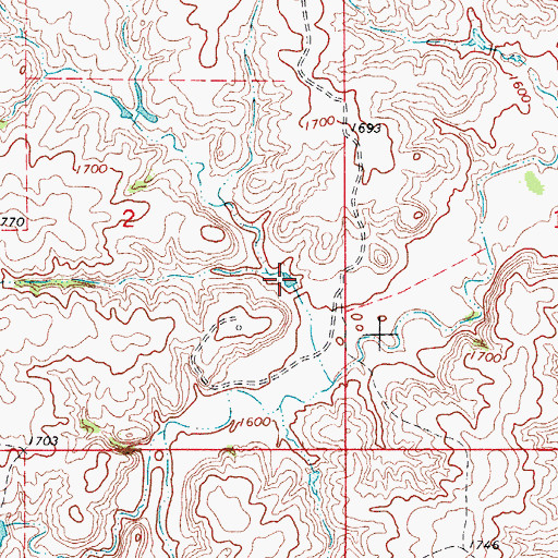 Topographic Map of Bingham Reservoir, OK