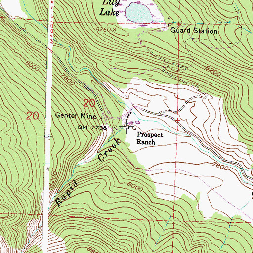 Topographic Map of Prospect Ranch, CO