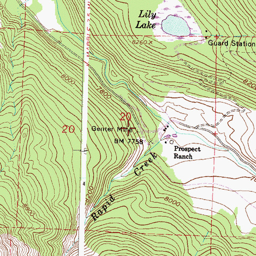 Topographic Map of Genter Mine, CO