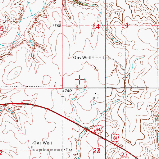 Topographic Map of Oknoname 151002 Dam, OK