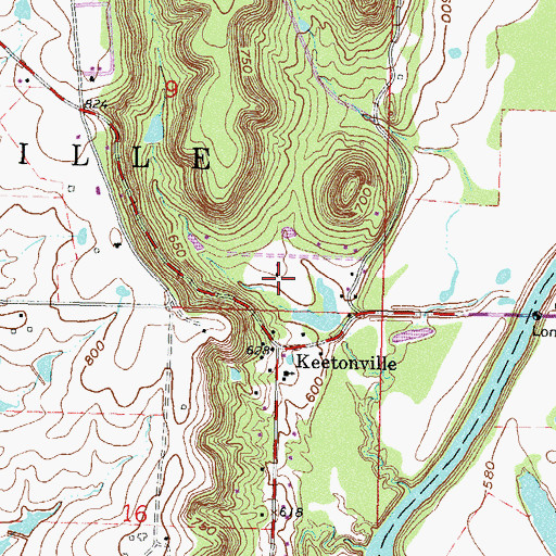 Topographic Map of Oknoname 131003 Dam, OK