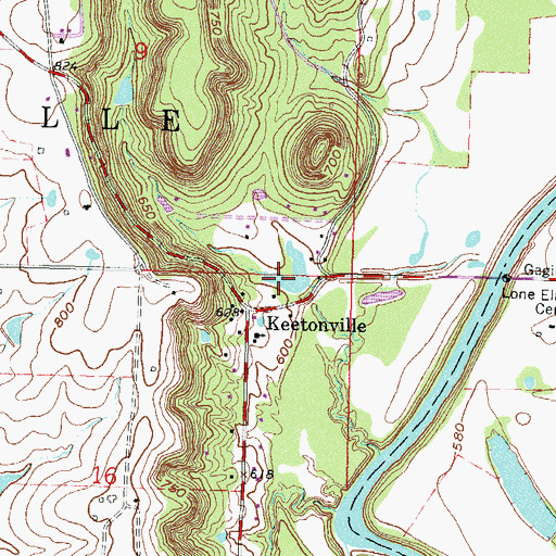 Topographic Map of Oknoname 131003 Reservoir, OK