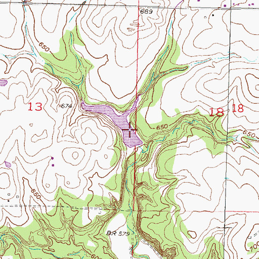 Topographic Map of Oknoname 131009 Dam, OK