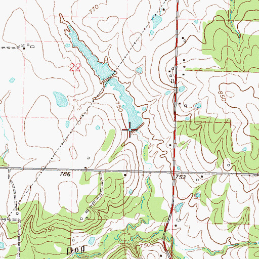 Topographic Map of Oknoname 131010 Dam, OK