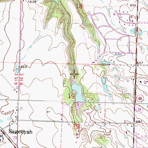 Topographic Map of Oknoname 131012 Dam, OK