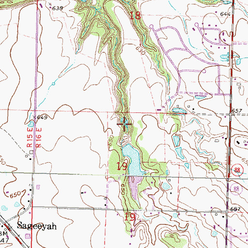 Topographic Map of Oknoname 131012 Reservoir, OK