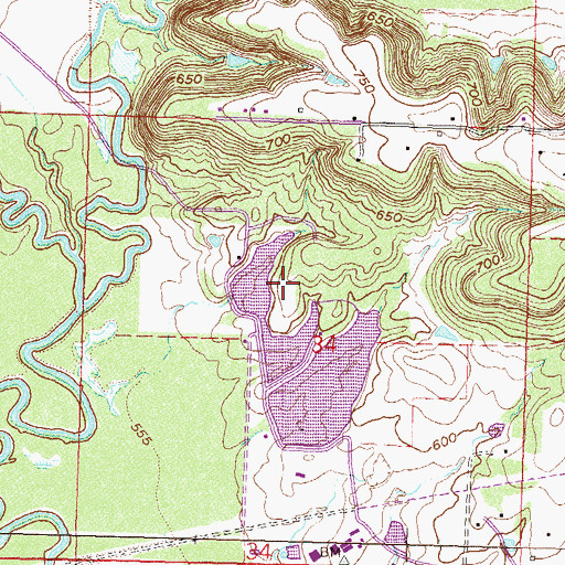 Topographic Map of Petersons Lake Dam, OK