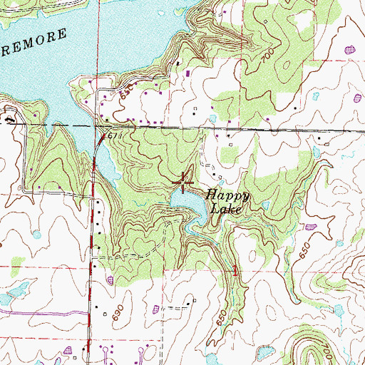 Topographic Map of Happy Lake Dam, OK