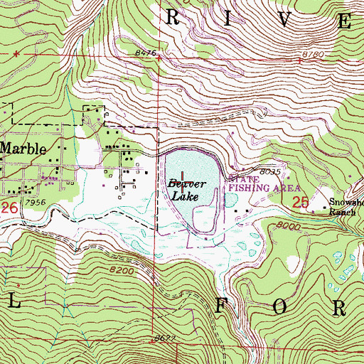 Topographic Map of Beaver Lake, CO