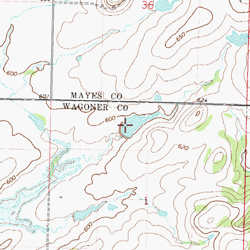 Topographic Map of Oknoname 145001 Dam, OK