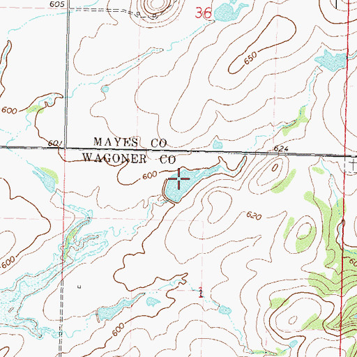 Topographic Map of Oknoname 145001 Reservoir, OK