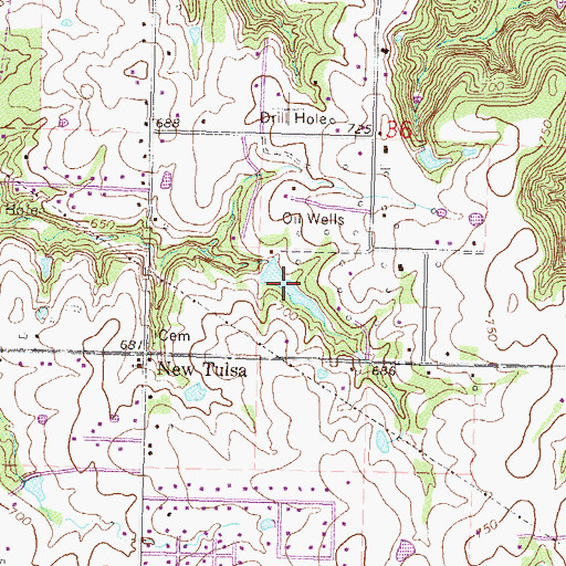 Topographic Map of Oknoname 145003 Reservoir, OK