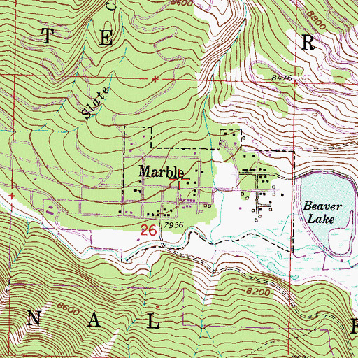 Topographic Map of Marble, CO