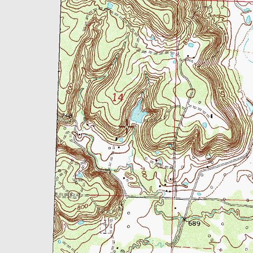 Topographic Map of Paul Mitchell Dam, OK