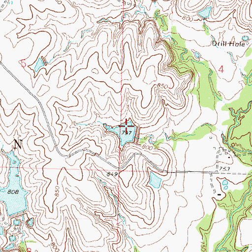 Topographic Map of Oknoname 13906 Reservoir, OK