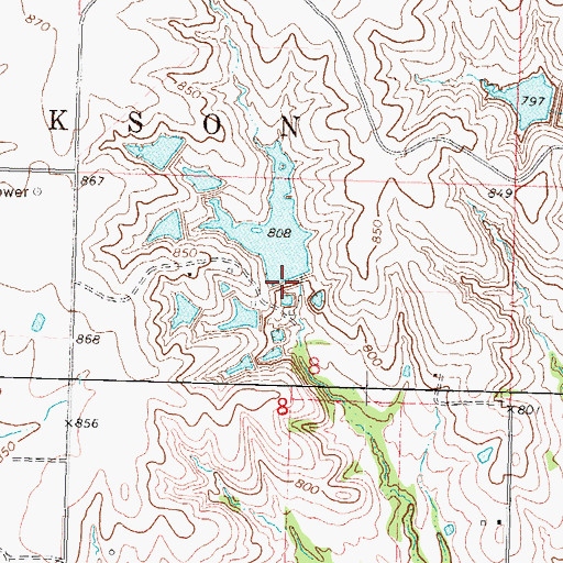 Topographic Map of D B Dutcher Number 3 Reservoir, OK
