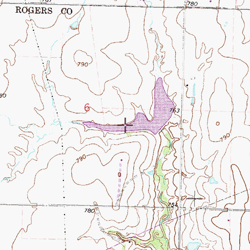 Topographic Map of Pryor Creek Watershed Site 19 Reservoir, OK