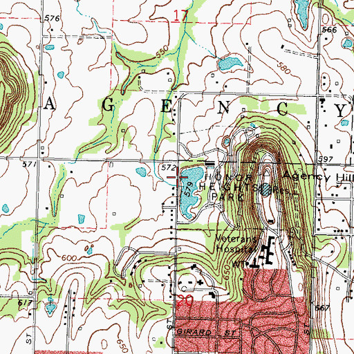 Topographic Map of Honer Heights Lake Dam, OK