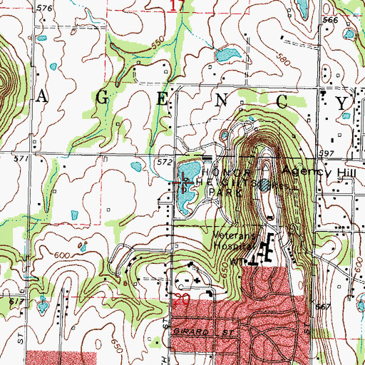 Topographic Map of Honor Heights Lake, OK