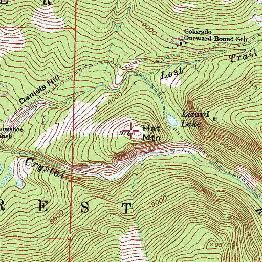 Topographic Map of Hat Mountain, CO